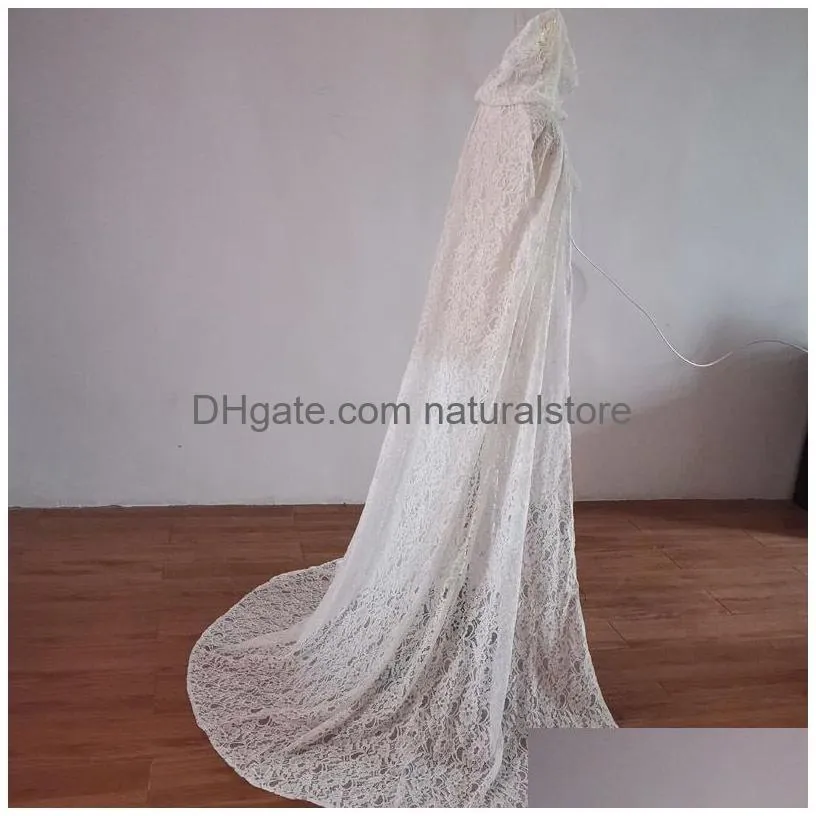 wedding hair jewelry ladies mopping the floor long lace wedding accessories cape white ivory jacket handmade bride shawl 2023 230506