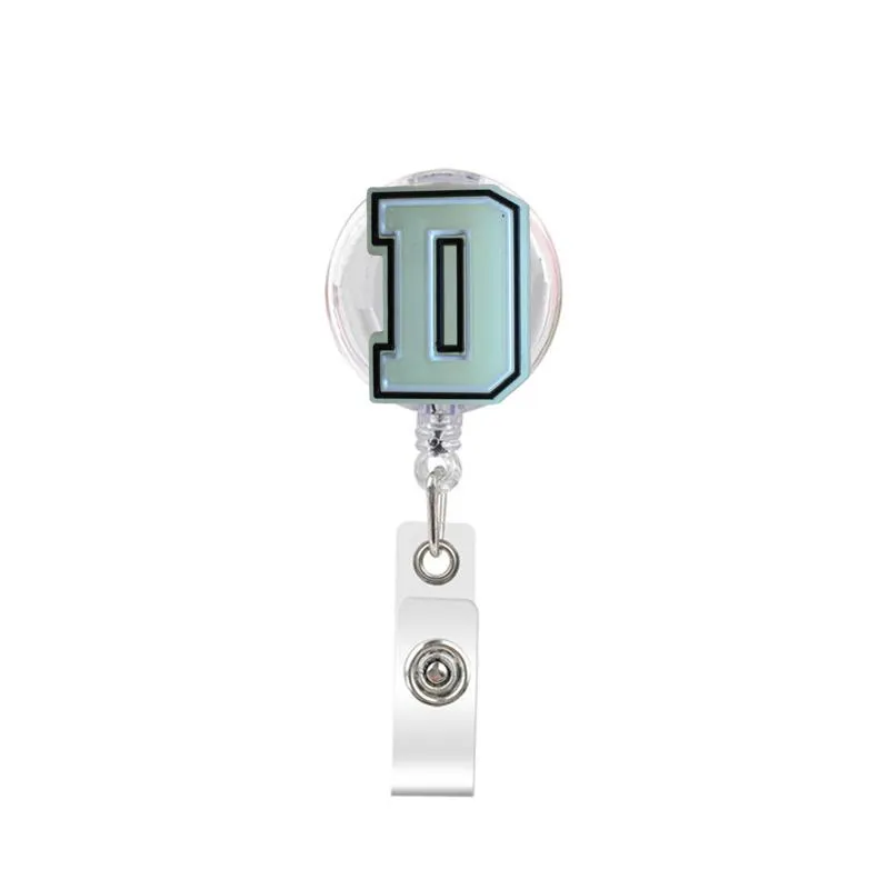 cartoon cute retractable badge holder badge reel nurse id badge holder glow in the dark letter key chain alligator clip with 384ﾰ rotation.