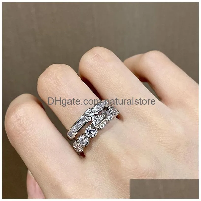 cluster rings 2023 fashion women metal party classic zircon planet detachable jewelry super flash combination ring 230424