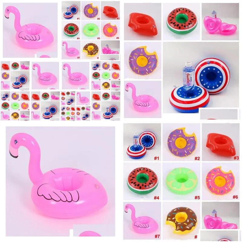 cup mat swimming bath party beverage holding pad 10 styles beach kid toy cute flamingo inflatable drink can bottle holder