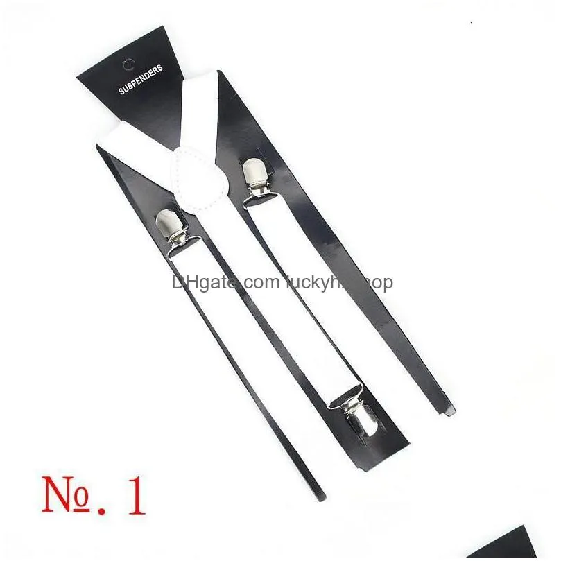 other fashion accessories elastic leather suspenders men 3 clips vintage men`s women suspender trousers wedding suspension for skirts 38 colors