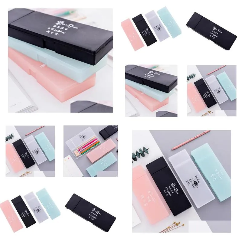 wholesale 2021 new teaching office stationery multi - box function transparent matte plastic pencil pen jewelry box stationery