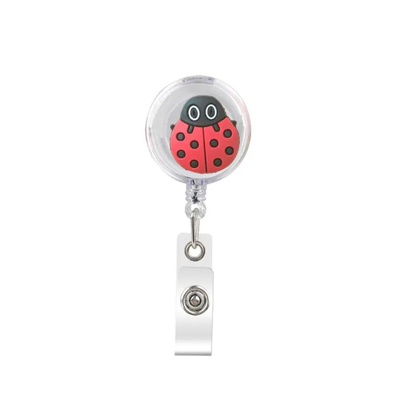 cute retractable badge holder reel badge reel - clip-on name badge tag with belt clip id badge reels clip card holder for office workers ladybug doctors nurses medical students and students