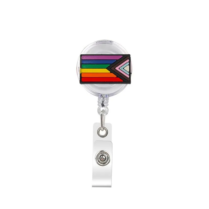 cute retractable badge holder reel badge reel - clip-on name badge tag with belt clip id badge reels clip card holder for office workers rainbow doctors nurses medical students and students