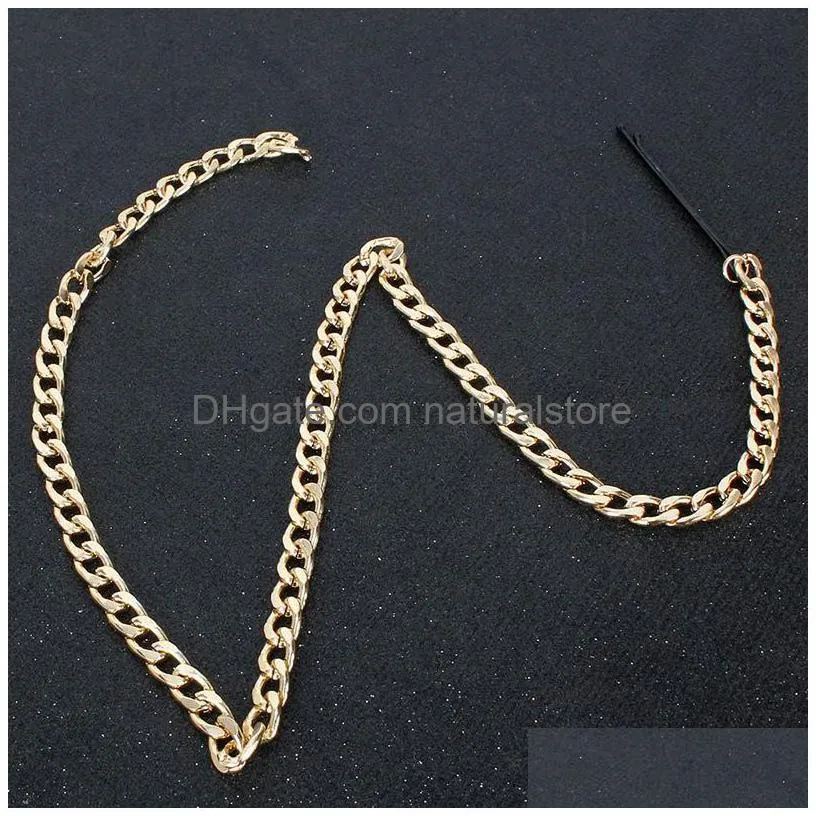 women long dress metal chains novelty hair accessories 50cm golden chain 3 sizes