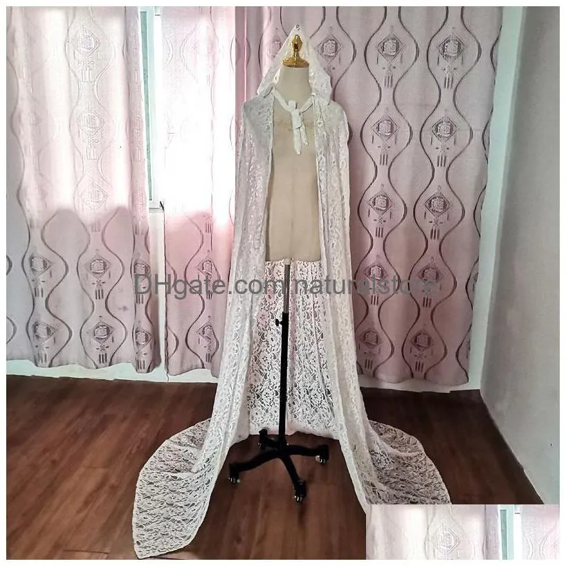 wedding hair jewelry ladies mopping the floor long lace wedding accessories cape white ivory jacket handmade bride shawl 2023 230506