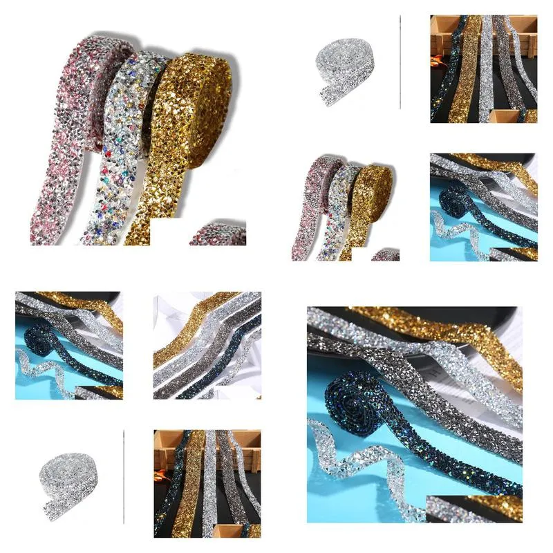 2021 new 2 yards hot fix pointed crystals rhinestone ribbon trim lace sewing wedding dress