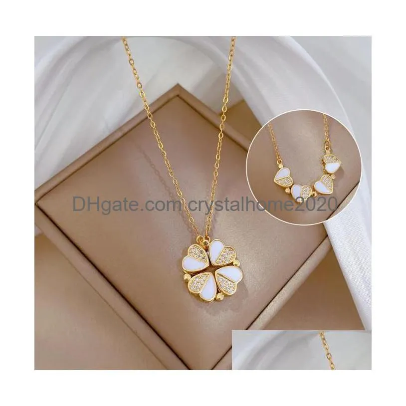 fashion classic 4/four leaf clover necklaces pendants mother-of-pearl stainless steel plated 18k for women girls valentines mothers day engagement