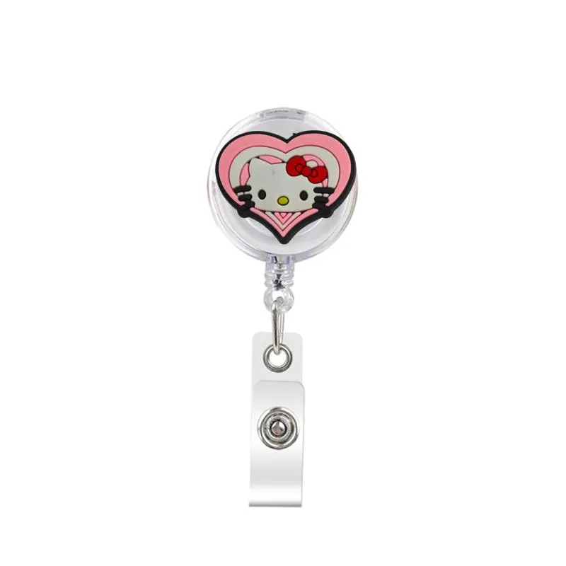 cute retractable badge holder reel badge reel - clip-on name badge tag with belt clip id badge reels clip card holder for office workers cute cate doctors nurses medical students and students