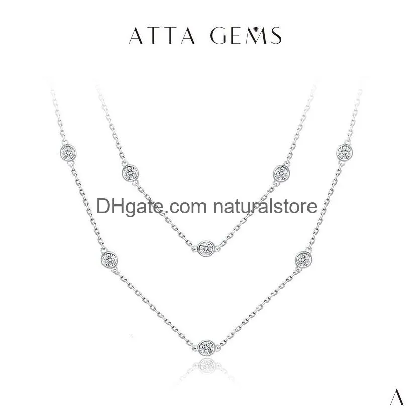 chokers attagems 925 silver necklace chain round cut 3 5mm d color for women elegant charms fine jewelry pass test 230223