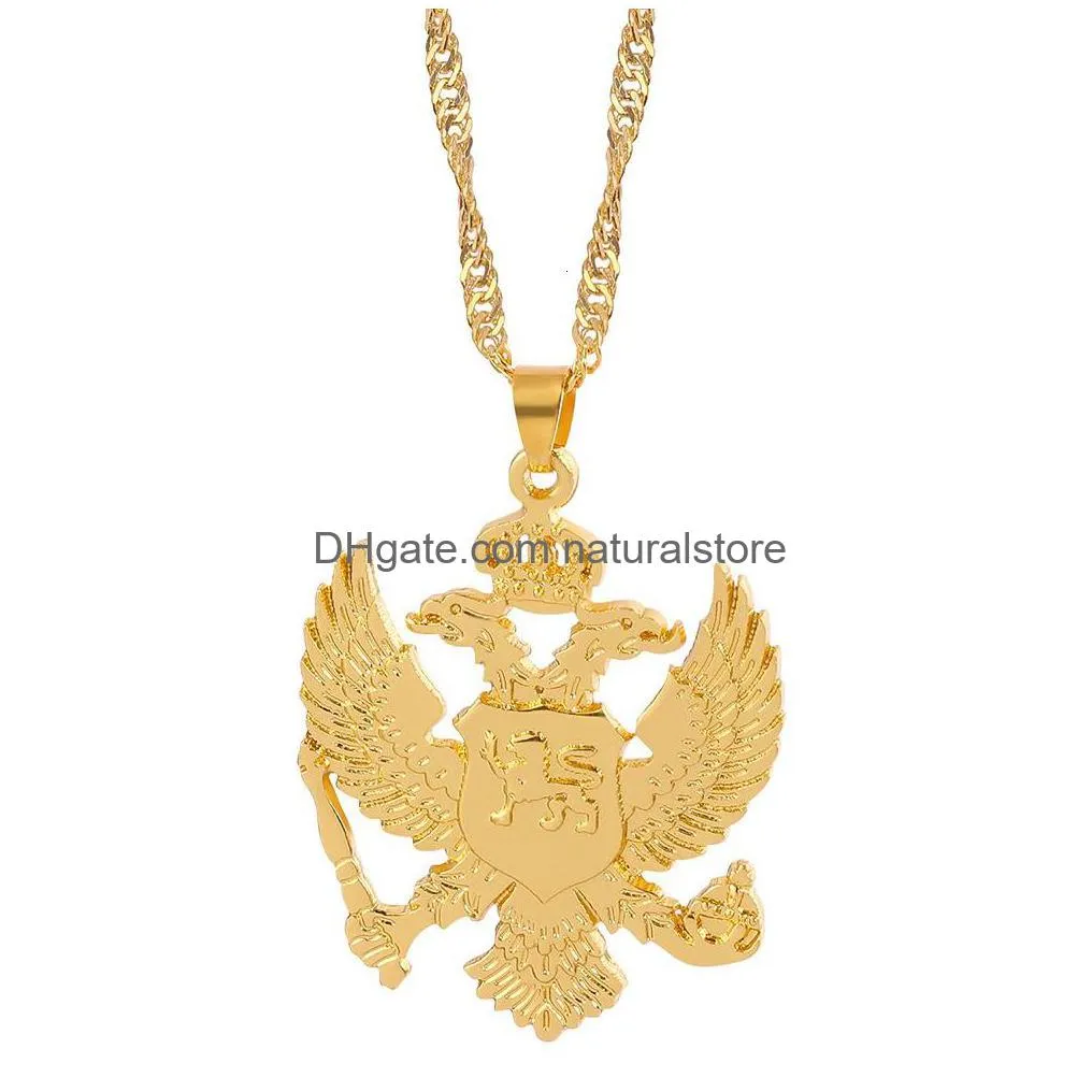 soitis albania flag  pendants russian emblem necklace coat of arms double headed  stainless steel pendants chain