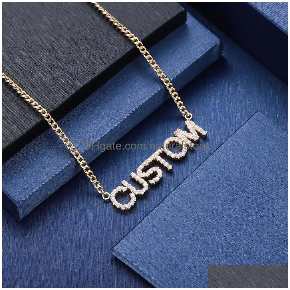 duoying crystal pendant necklace for women stone chain zirconia necklaces women personalized name necklace nlk90 j190721