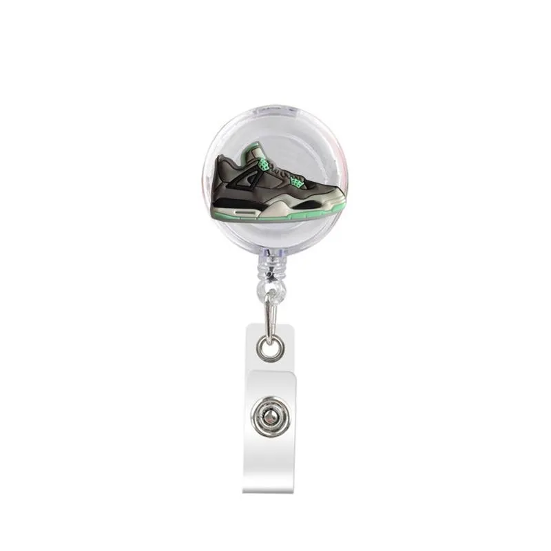 cartoon cute retractable badge holder badge reel nurse id badge holder sport shoes charms key chain alligator clip with 371° rotation.