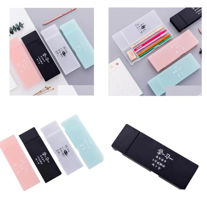 wholesale 2021 new teaching office stationery multi - box function transparent matte plastic pencil pen jewelry box stationery