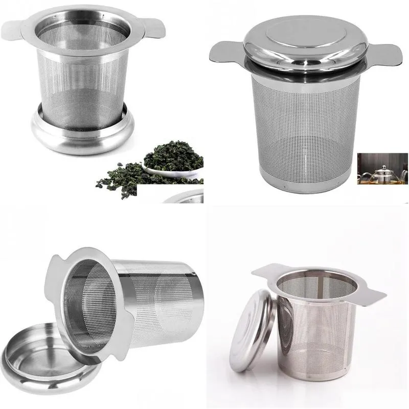 fine mesh tea strainer lid coffee filters reusable stainless steel teas infusers