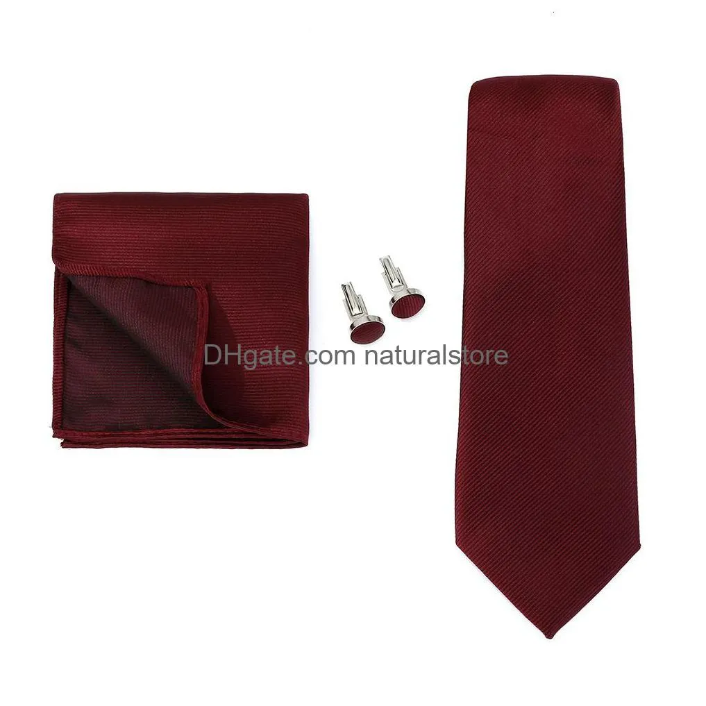 tie clips men bowtie set pocket square cufflinks for wedding business party 3pcs gift box cufflink handkerchief cravat bowknot 230629