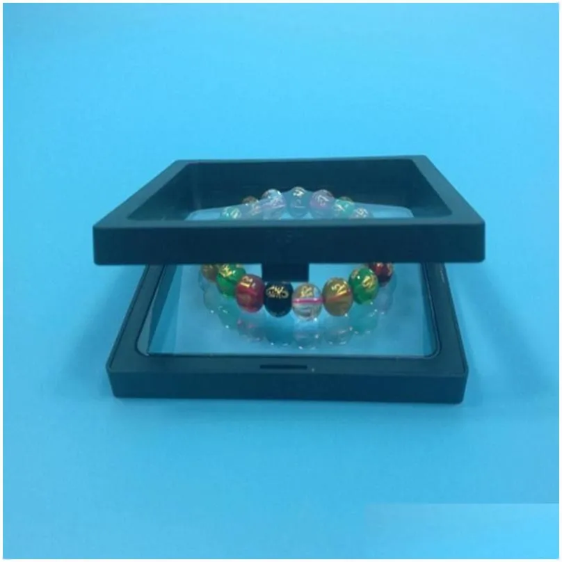 wholesale clear pet membrane box stand holder floating display case earring gems ring jewelry suspension packaging box