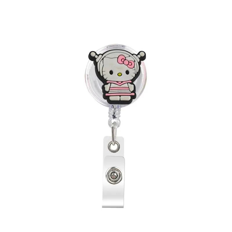 cute retractable badge holder reel badge reel - clip-on name badge tag with belt clip id badge reels clip card holder for office workers cute cate doctors nurses medical students and students