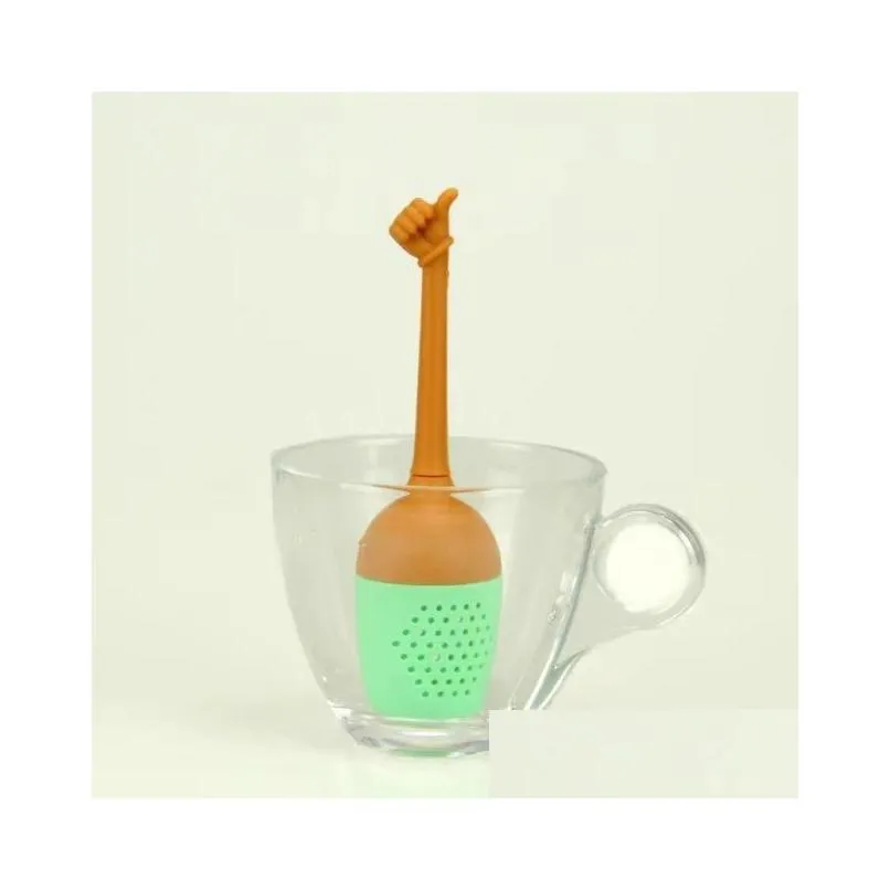 gesture style tea strainer teapot thumb ok silicone infuser filter coffee drinkware