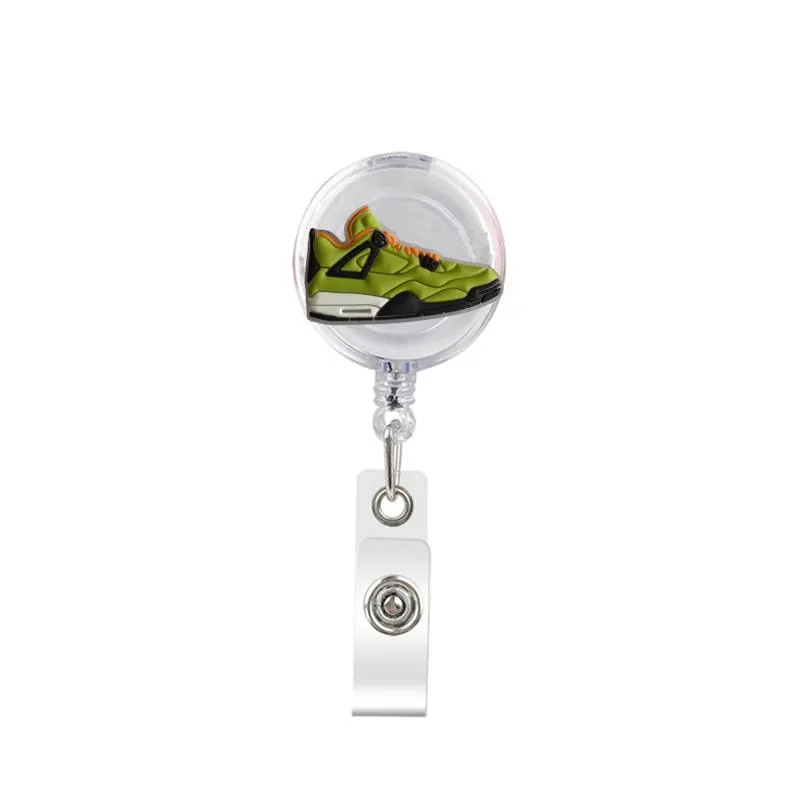 cartoon cute retractable badge holder badge reel nurse id badge holder sport shoes charms key chain alligator clip with 371ﾰ rotation.