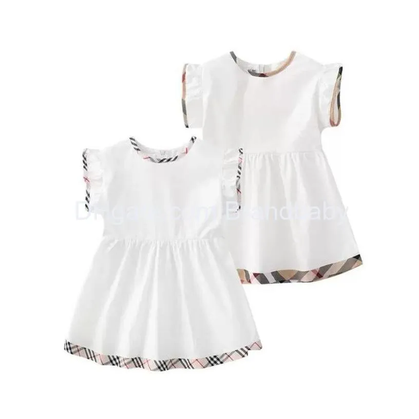 baby dress cotton kids zipper short sleeve dress cute girl plaid skirt children clothes girls princess clothing