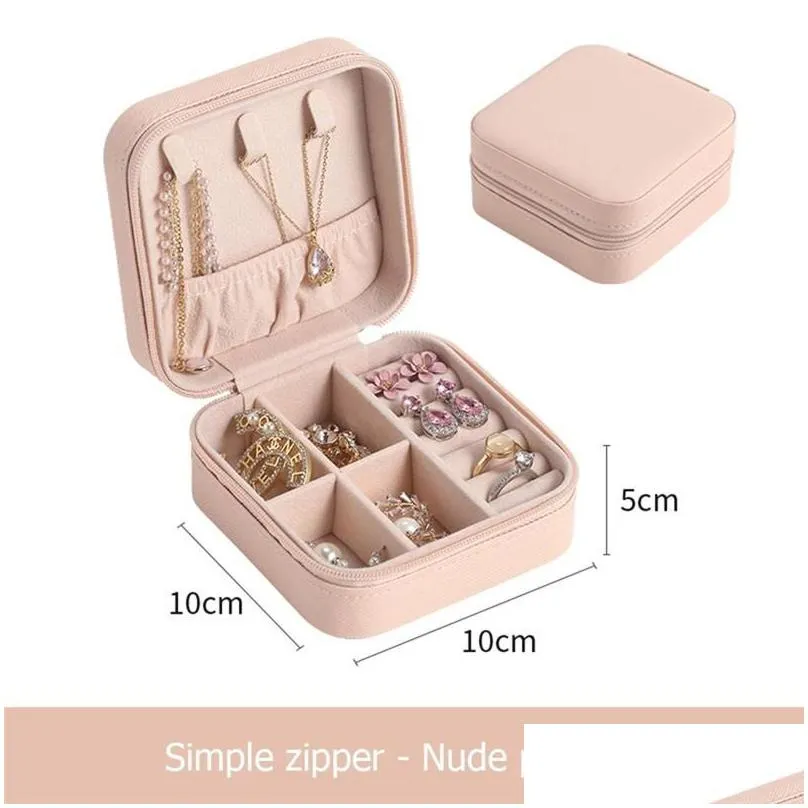 wholesale portable jewelry organizer display travel jewellery case boxes pu leather storage cases earring holder