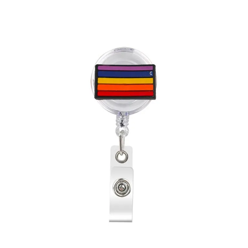 cute retractable badge holder reel badge reel - clip-on name badge tag with belt clip id badge reels clip card holder for office workers rainbow doctors nurses medical students and students