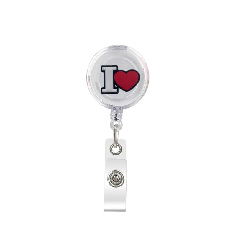 cartoon cute retractable badge holder badge reel nurse id badge holder a-z white letters key chain alligator clip with 364ﾰ rotation.