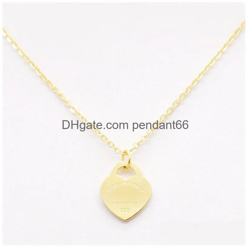  style stainless steel fashion t necklace jewelry heart-shaped pendant love necklaces for womens party wedding gifts wholesale