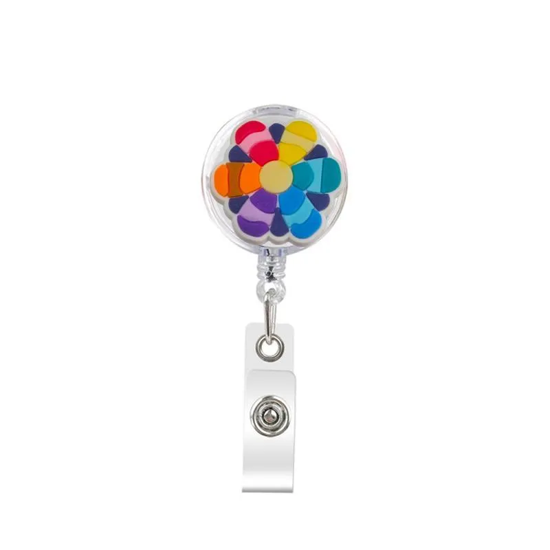 the flowers retractable badge reel with alligator clip name nurse id card badge holder reel decorative custom badge holder