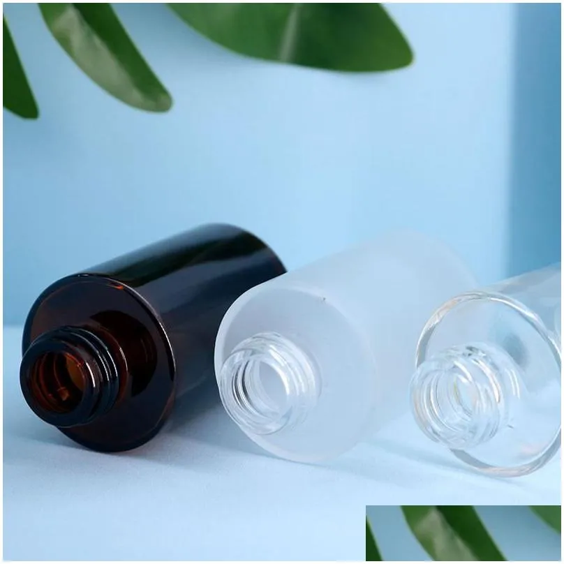2021 new 30ml glass essential oil perfume bottles liquid reagent pipette dropper bottle flat shoulder cylindrical bottle