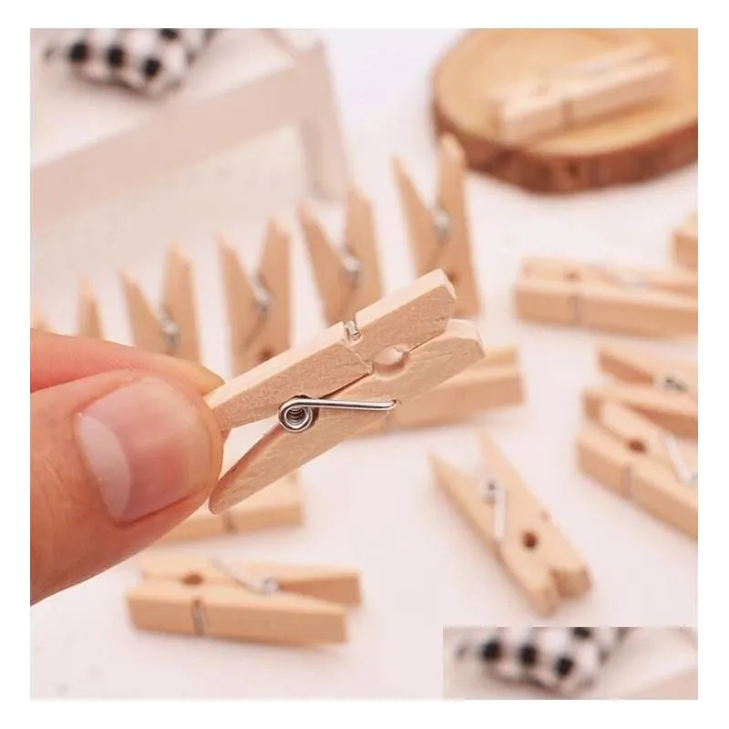 2021 new mini wooden clothespins clothes pins 3.5*0.7cm natural wood spring clip pegs for photo paper craft toy free