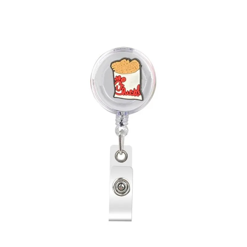 cute retractable badge holder reel badge reel - clip-on name badge tag with belt clip id badge reels clip card holder for office workers chicken doctors nurses medical students and students