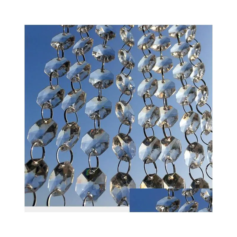 14mm crystal clear acrylic hanging beads chain silvery ring garland curtain chandelier party wedding xmas tree decoration event