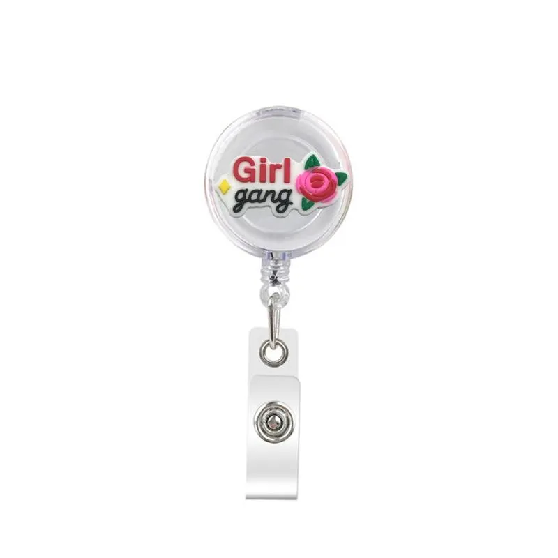 the flowers retractable badge reel with alligator clip name nurse id card badge holder reel decorative custom badge holder