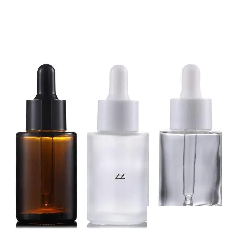 2021 new 30ml glass essential oil perfume bottles liquid reagent pipette dropper bottle flat shoulder cylindrical bottle