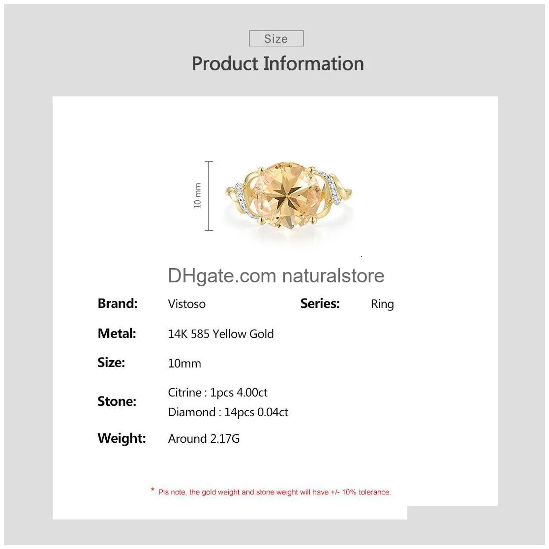 wedding rings vistoso genuine 14k 585 yellow gold ring for women sparkling diamond citrine attractive engagement dalicate fine jewelry