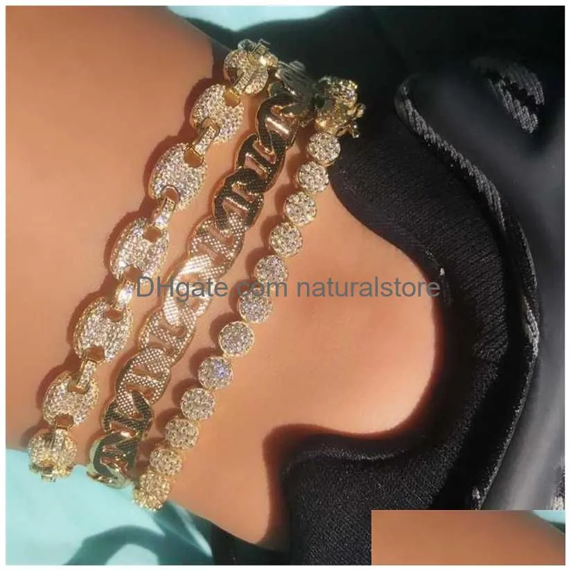 sparking 5a cubic zirconia cz tennis chain hip hop for foot women summer iced out anklet 211018