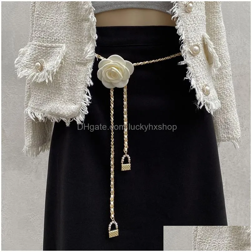 other fashion accessories flower weaving waist chain accessories for women`s flower chain belt 230615