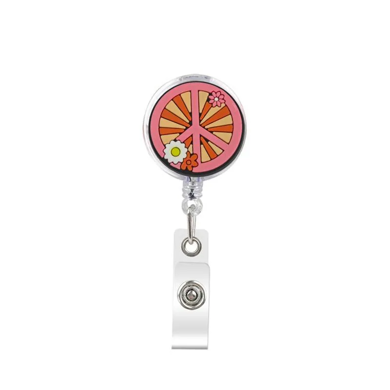 the flowers retractable badge reel with alligator clip name nurse id card badge holder reel decorative custom badge holder