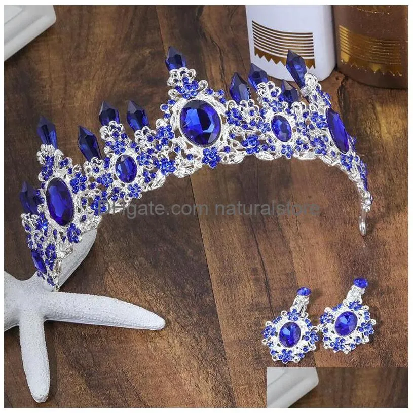 arrival charming purple crystal bridal tiara crowns magnificent rhinestones diadem for princess wedding hair accessories 220805