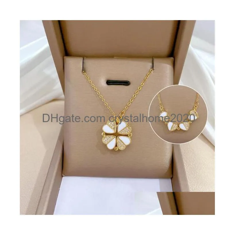 fashion classic 4/four leaf clover necklaces pendants mother-of-pearl stainless steel plated 18k for women girls valentines mothers day engagement
