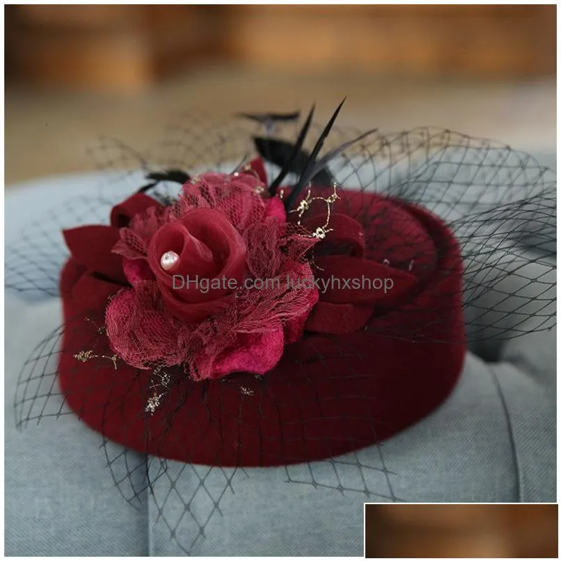stingy brim hats wool fedoras hat for women hat fashion bow-knot cap vintage elegant female cap brand soft girls chapeu gauze formal hat
