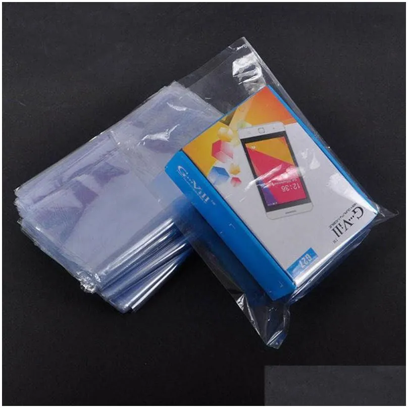 2021 new 100pcs pvc heat shrink wrap film bag plastic membrane shrinkable packaging clear cosmetics books shoes storage packing