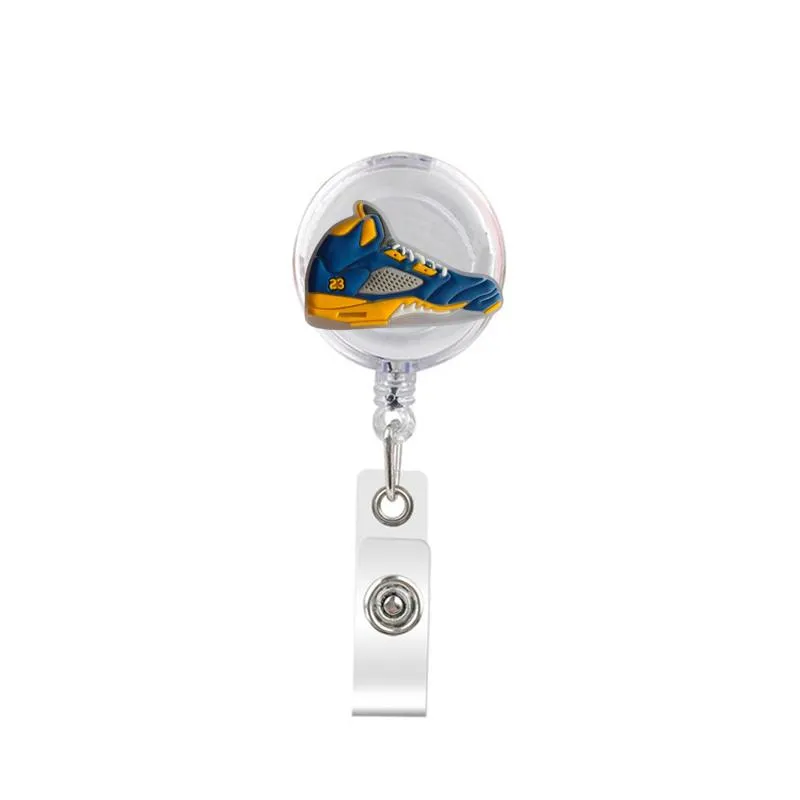 cartoon cute retractable badge holder badge reel nurse id badge holder sport shoes charms key chain alligator clip with 371ﾰ rotation.