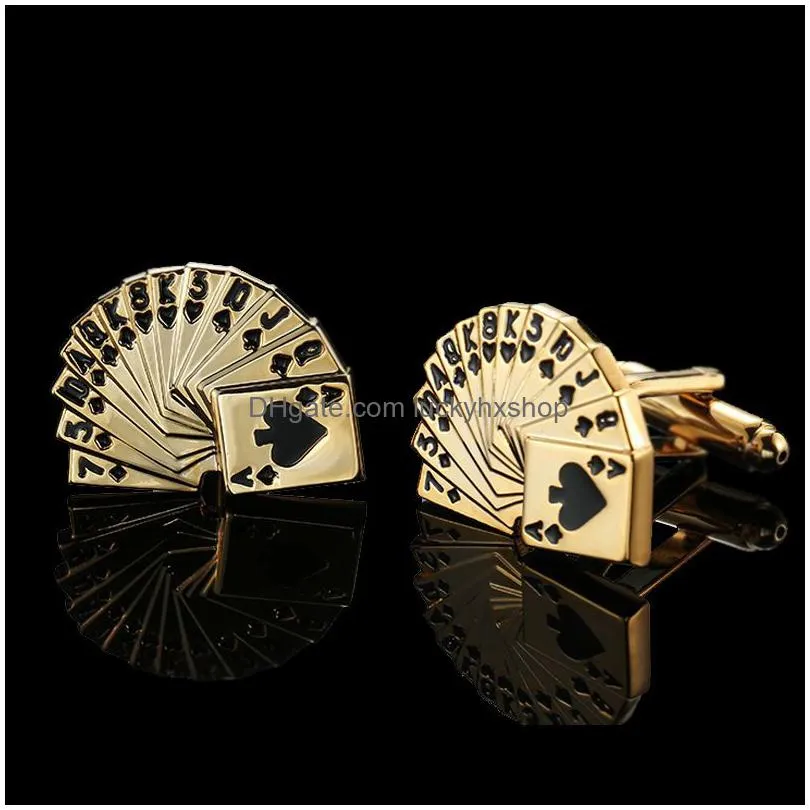 cuff links quality gold color cufflinks retro pattern poker bird knot fish bullet french shirt cuffs suit accessories wedding jewelry