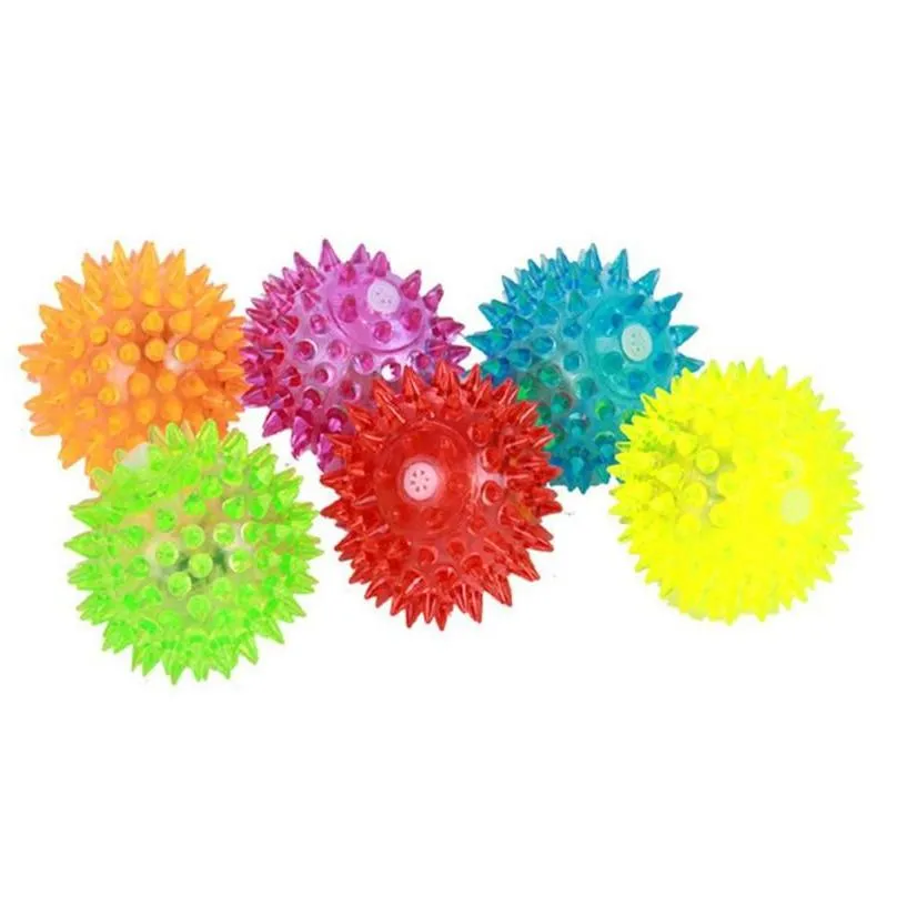 100pcslot fast shipping dog cat pet led squeak toy rubber chewing bell ball whistle ball hedgehog fun toys