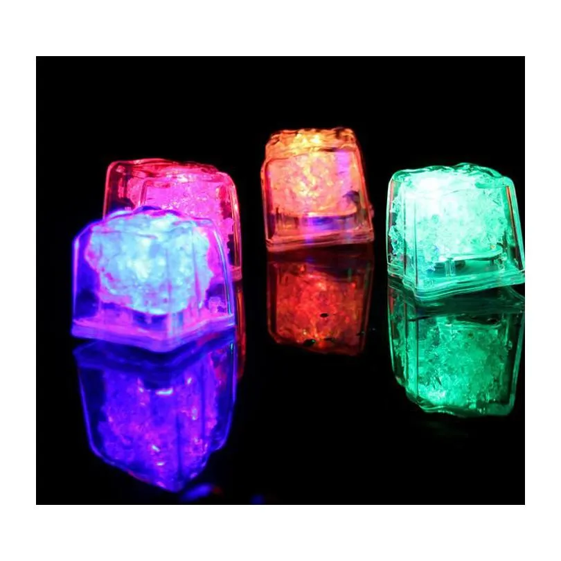 led ice cubes fast flash night light slow flash 7 color changing led lamp crystal cube valentine`s day party wedding festival days