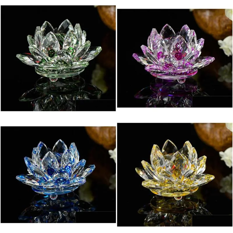 crystal glass lotus candle holders flower candle tea light holder 30mm tealight buddhist wedding bar party candlestick