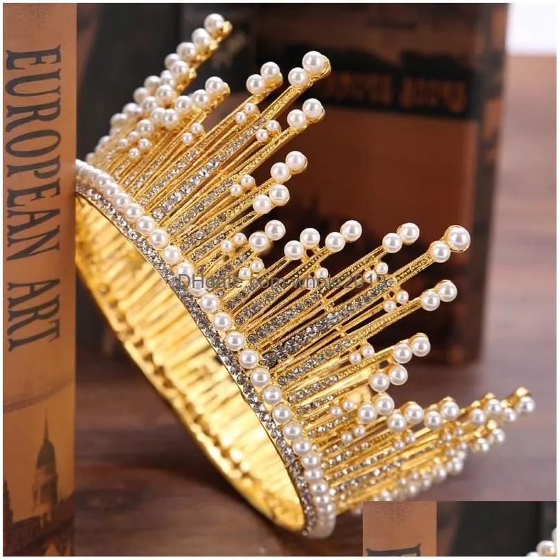 2021 new beautiful Princess Headwear Chic Bridal Tiaras Accessories Stunning Crystals Pearls Wedding Tiaras And Crowns 12107